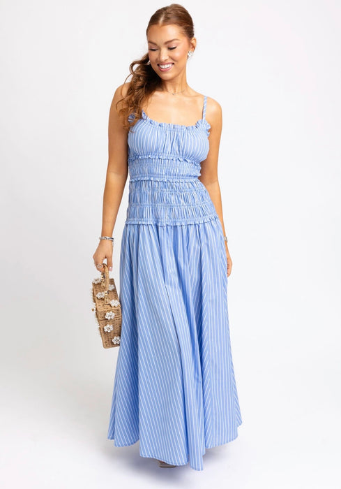 Stripe Poplin Smock Cami Maxi Dress