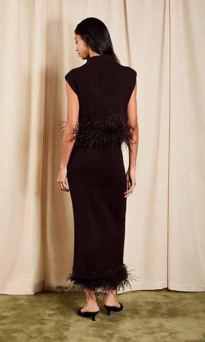 Kelsei Feather Knit Midi Skirt