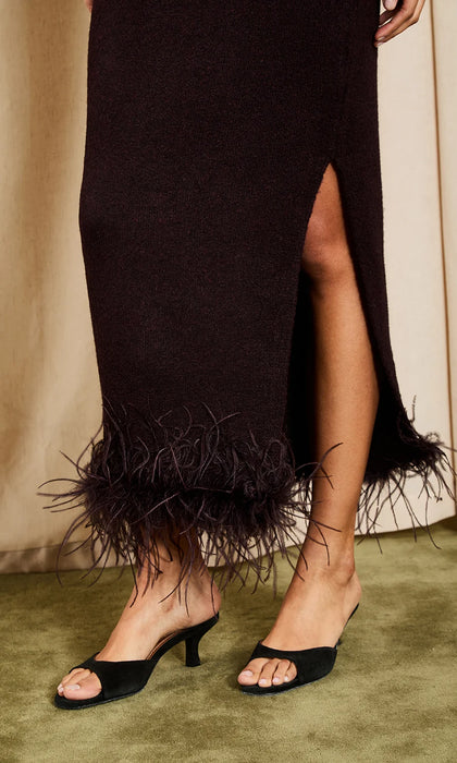Kelsei Feather Knit Midi Skirt