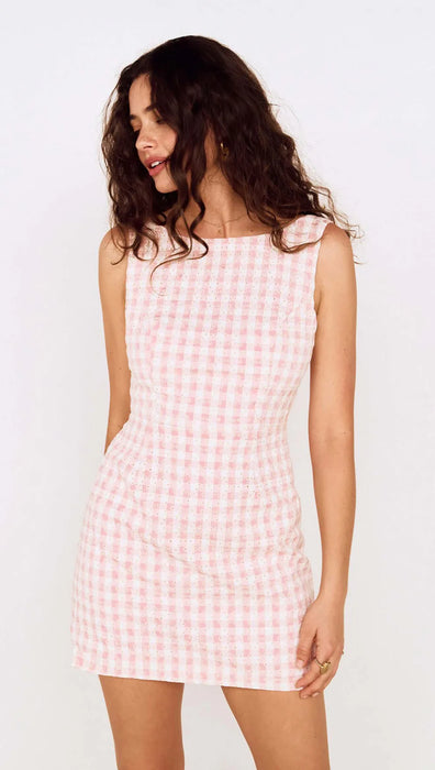 Gingham Tie Back Mini Dress