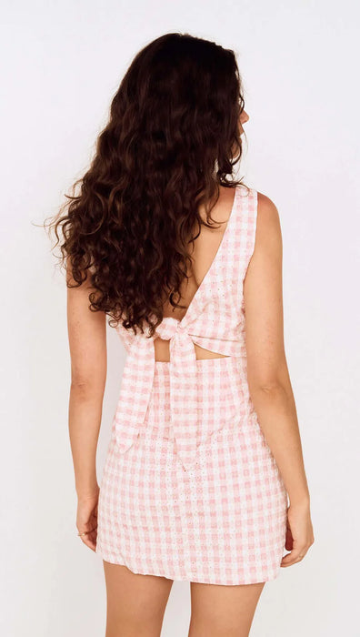 Gingham Tie Back Mini Dress