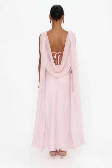 Maya Midi Dress - Powder Pink Luxe Satin