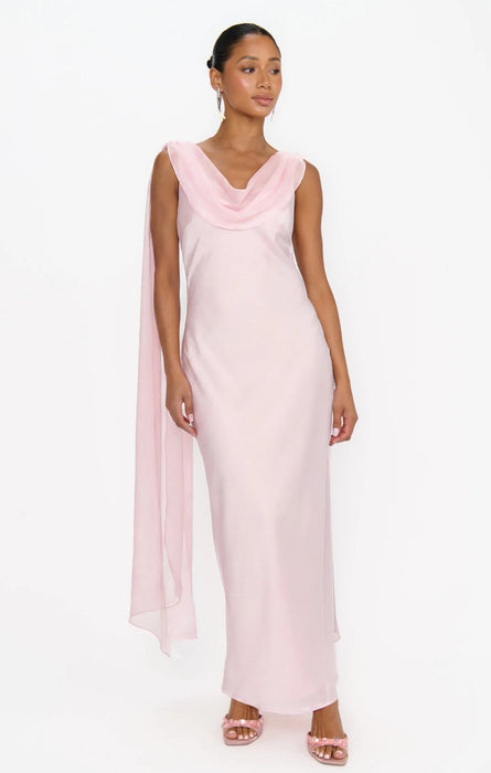 Maya Midi Dress - Powder Pink Luxe Satin