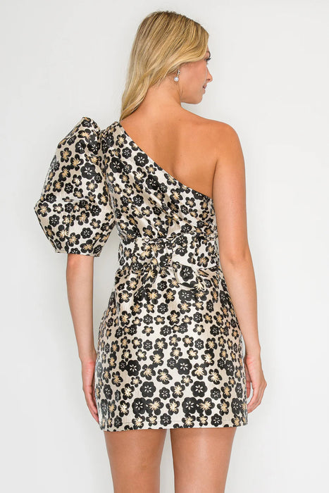 Jacquard One Shoulder Dress