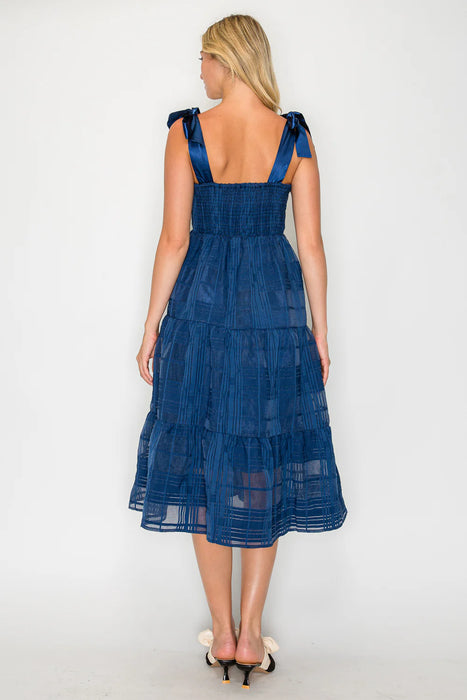 Windowpane Jacquard Tie Dress