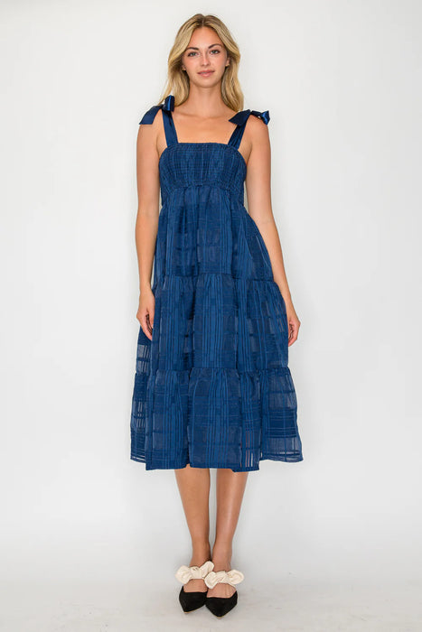 Windowpane Jacquard Tie Dress