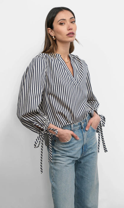 Miui Puff Sleeve Stripe Shirt