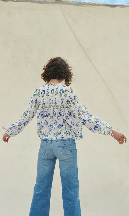 Folk Floral Print Top