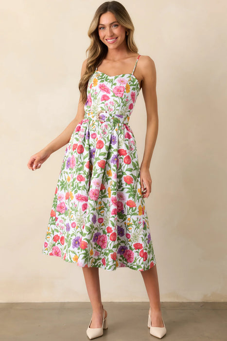 Floral Belted Midi Dress