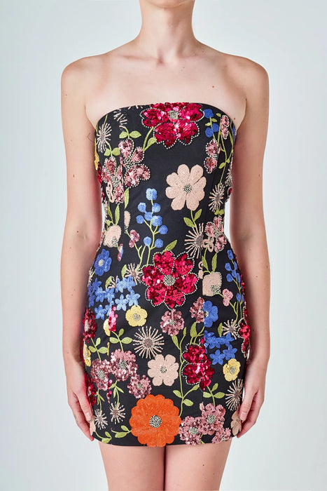 Sequin Floral Mini Dress
