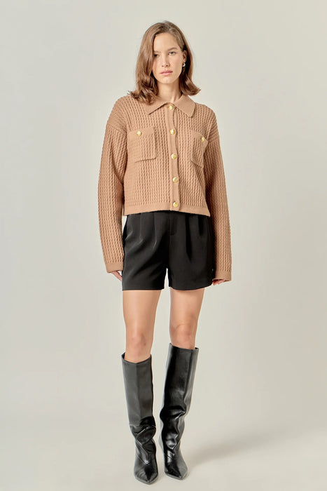 Textured Knit Sweater Jacket