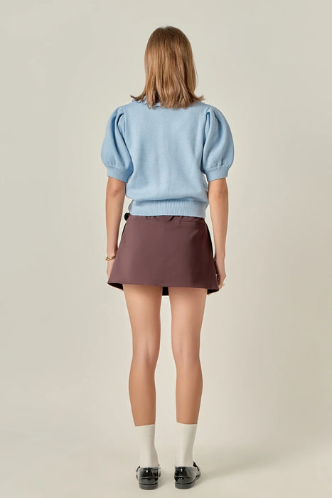 Ruffled Collar Knit Cardigan