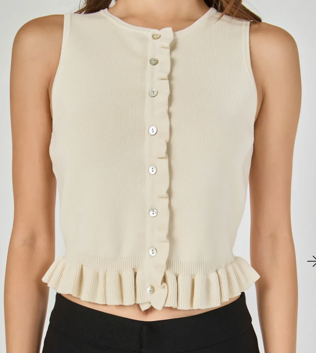 Ruffle Trim Knit Vest