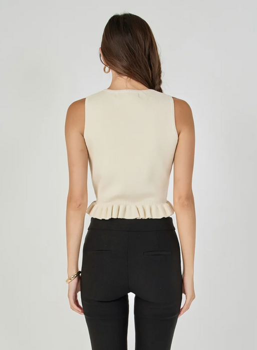 Ruffle Trim Knit Vest