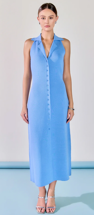 Knit Collared Midi Dress