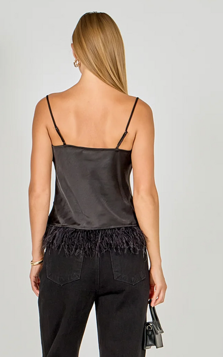 Satin Cowl Neck Father Trim Tank