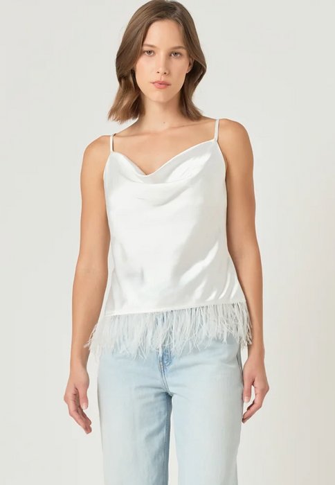Satin Cowl Neck Father Trim Tank