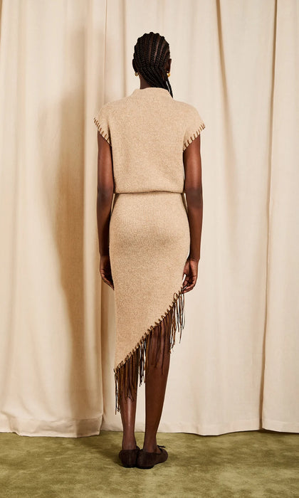 Senna Combo Fringe Knit Midi Dress
