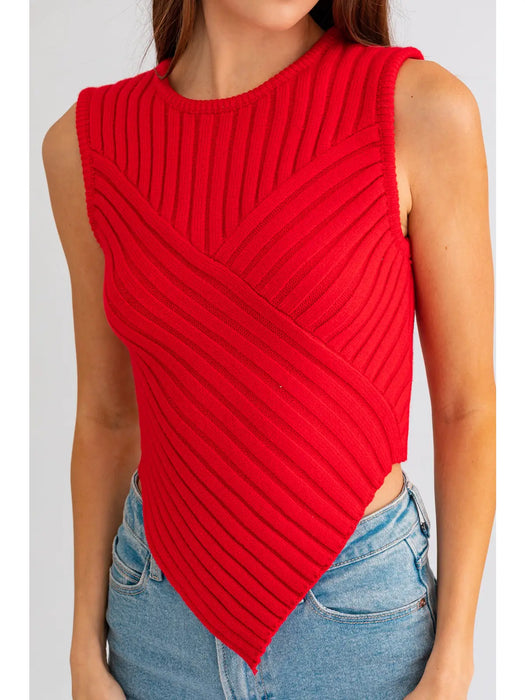 Scarf Hem Sleeveless Sweater Top