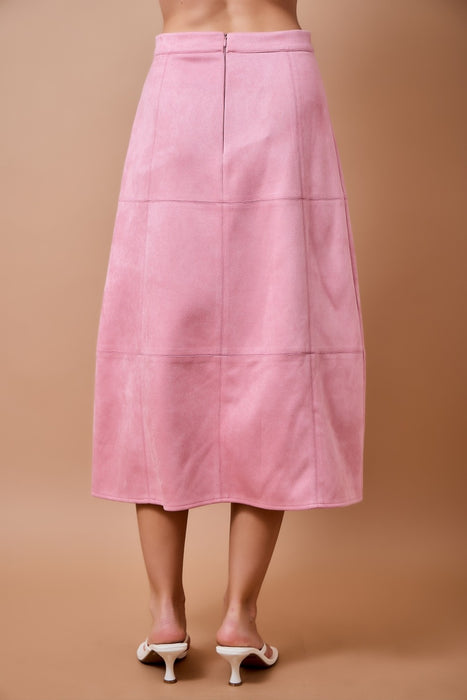 High Waist Suede Midi Skirt