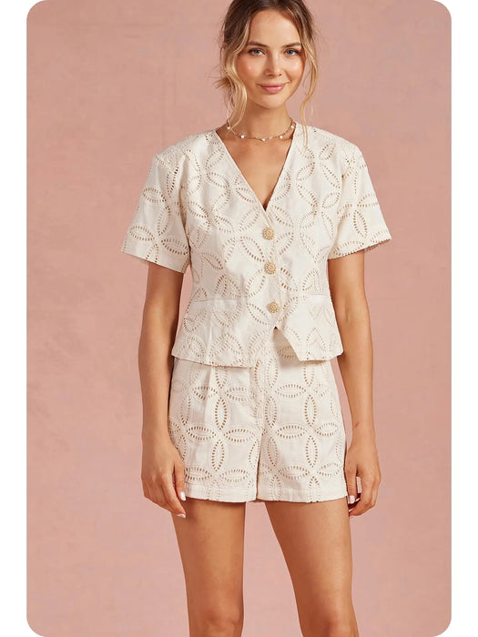 Embroidered Eyelet Top