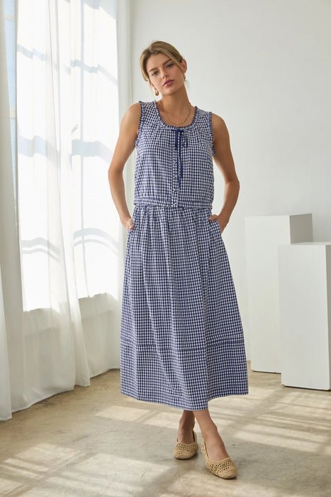 Gingham Front Button Tank