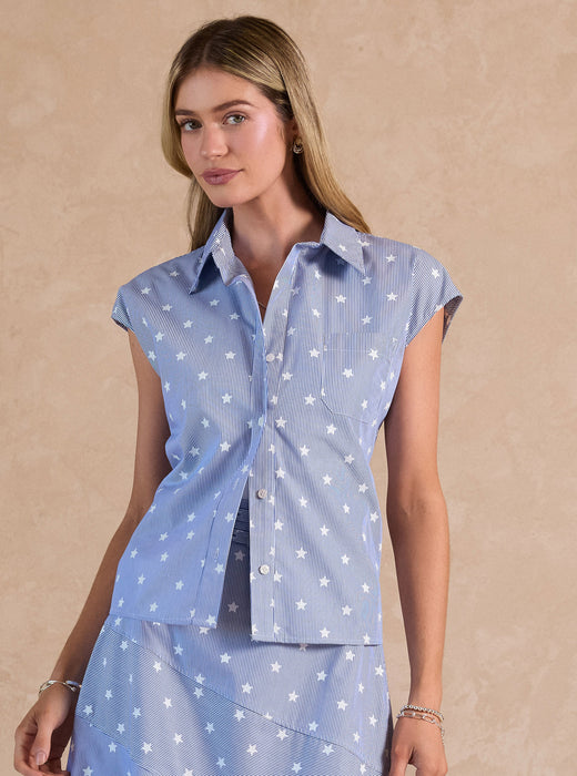 Striped Star Button Down