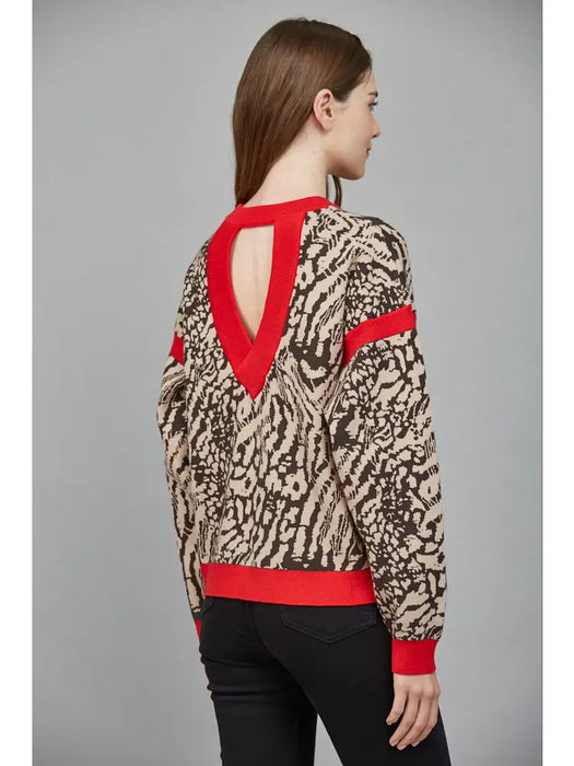 Open Back Animal Print Sweater