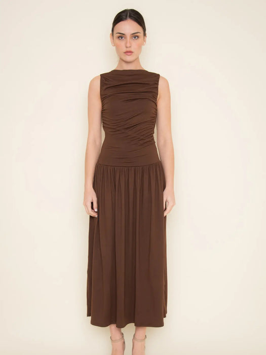 Shirred Jersey Knit Maxi Dress