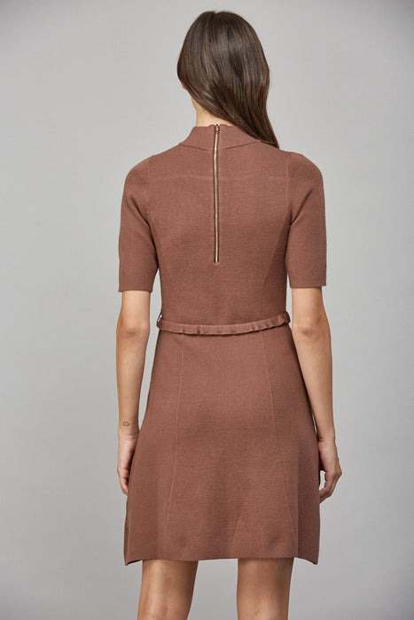 Gold Clasp Belt Detail Knit Dress