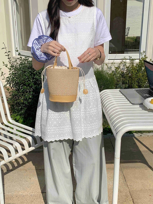 Straw Bucket/Crossbody Bag