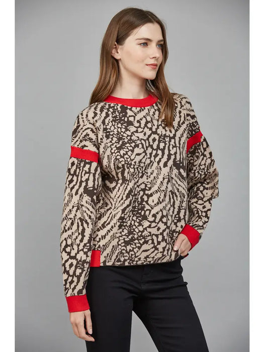 Open Back Animal Print Sweater