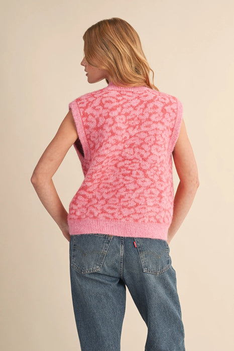 Leopard Knit Sweater Vest