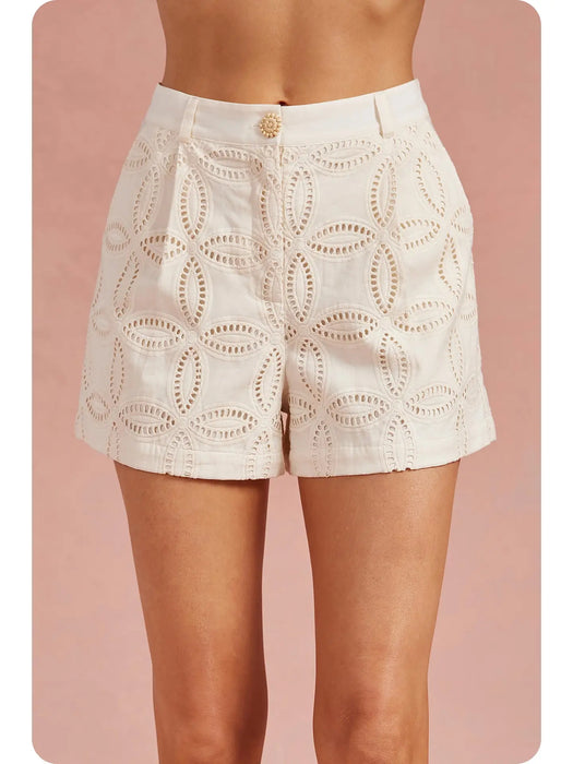 Embroidered Eyelet Shorts