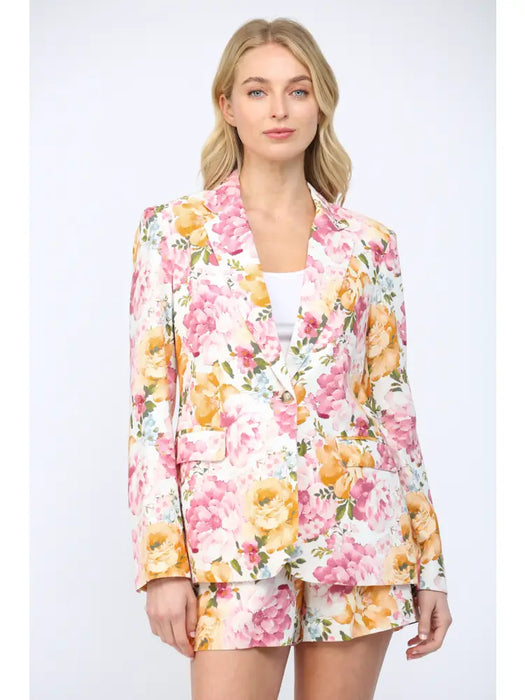 Floral Linen Blazer