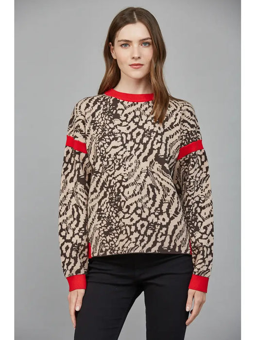 Open Back Animal Print Sweater