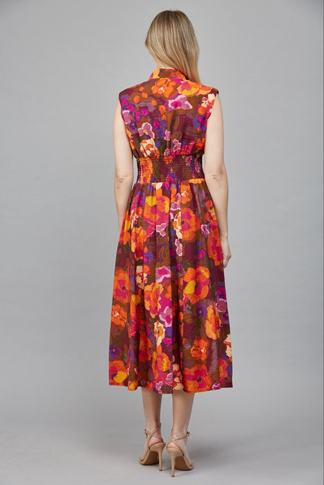 Floral Zip Front Midi Dress