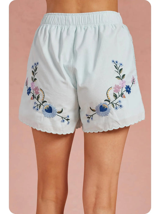Multi Embroidery Lace Shorts