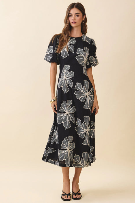Floral Embroidered Midi Dress