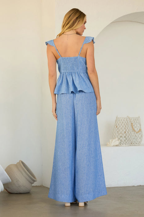 Lurex Stripe Peplum Top