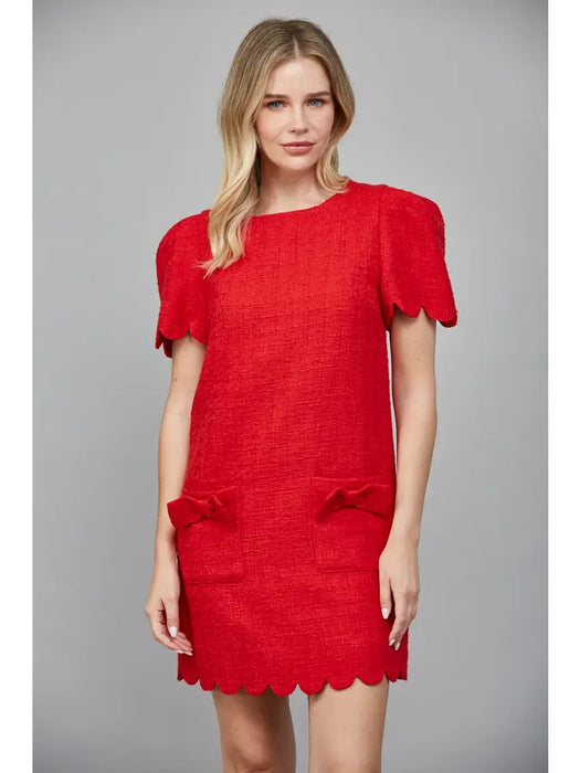 Scallop Tweed Dress