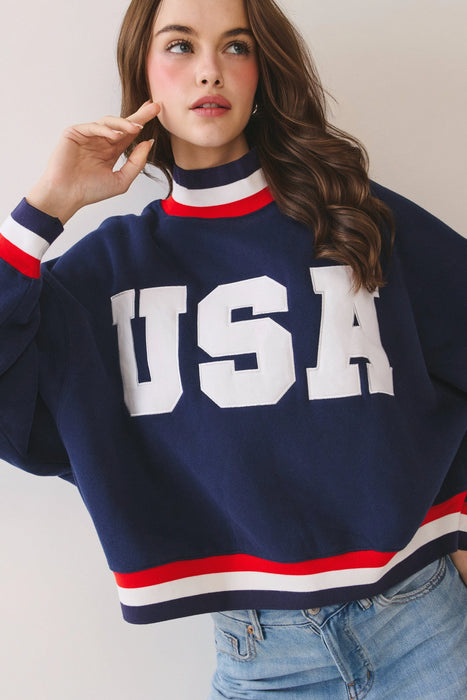 USA Mock Neck Sweatshirt