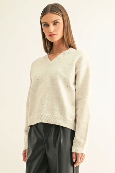 Angie Embellished Long Sleeve Sweater