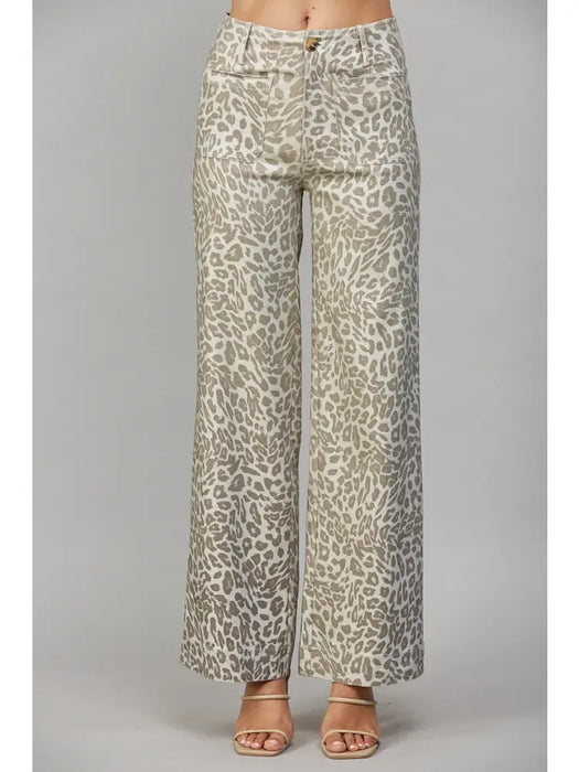 Metallic Leopard Wide Leg Pant