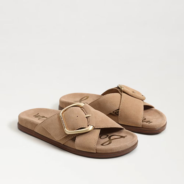 Darla Buckle Slide Suede Sandal