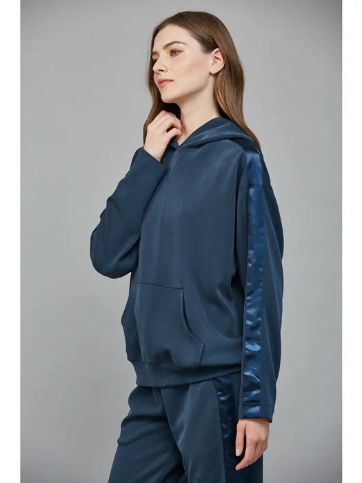 Satin Trim Hoodie