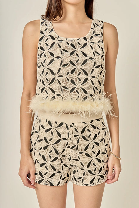 Crochet Lace Feather Top