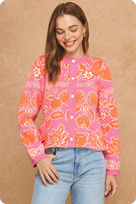 Peplum Printed Cardigan