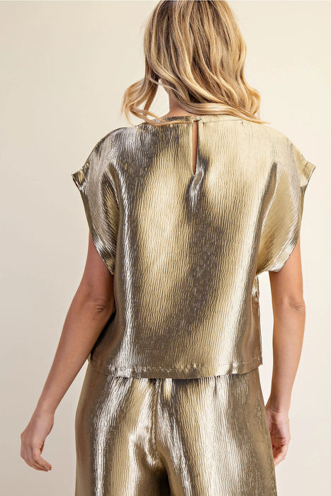 Boxy Textured Metallic Top