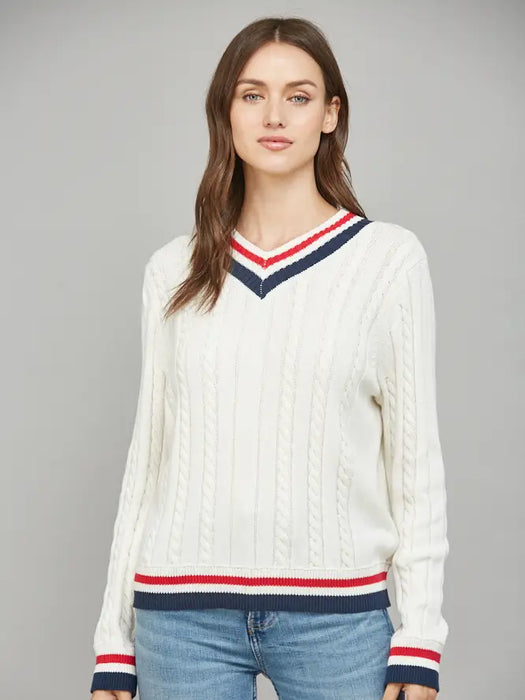 Cable Knit Varsity Sweater